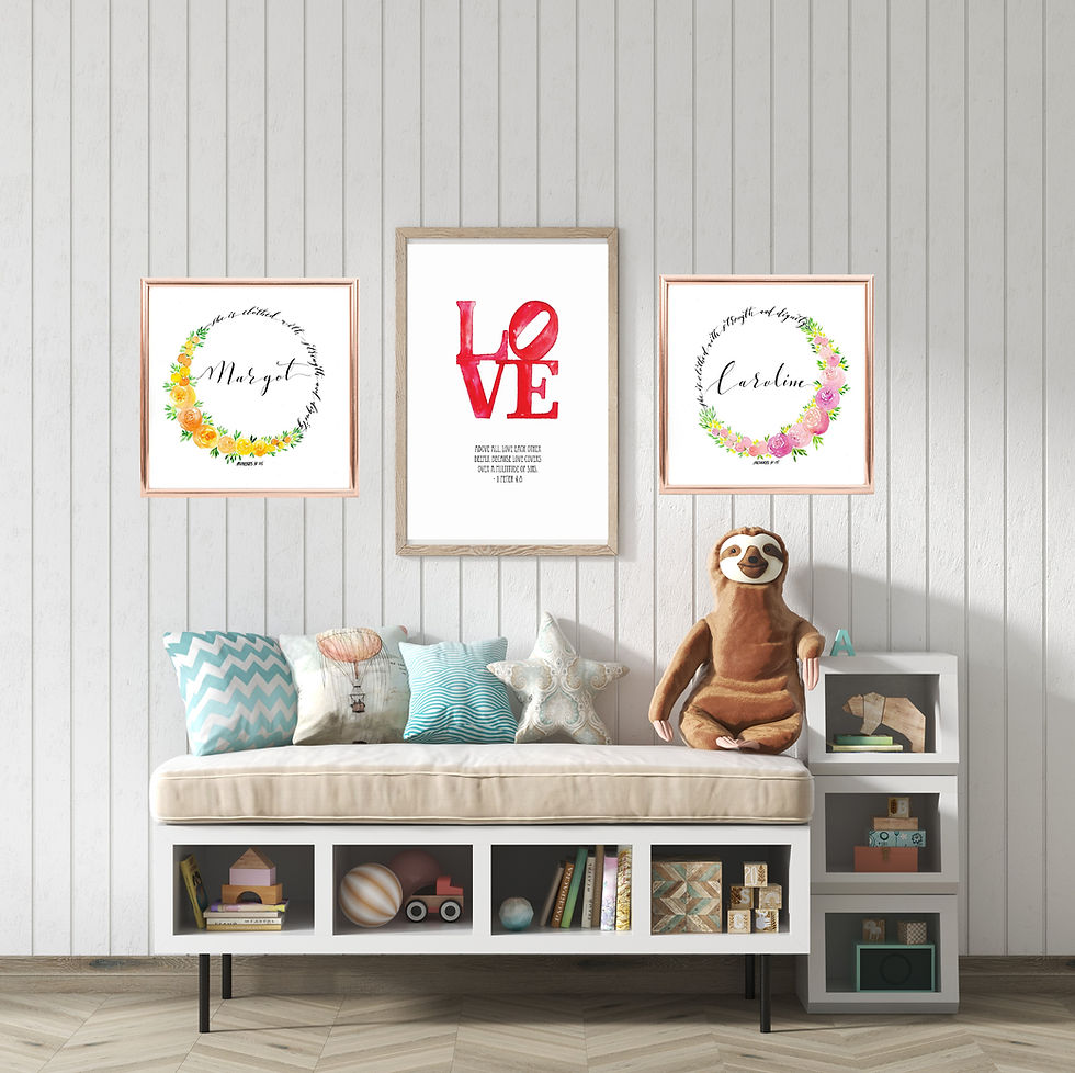 Thumbnail: 8x8 Personalized Watercolor floral Wreaths with Proverbs 31
