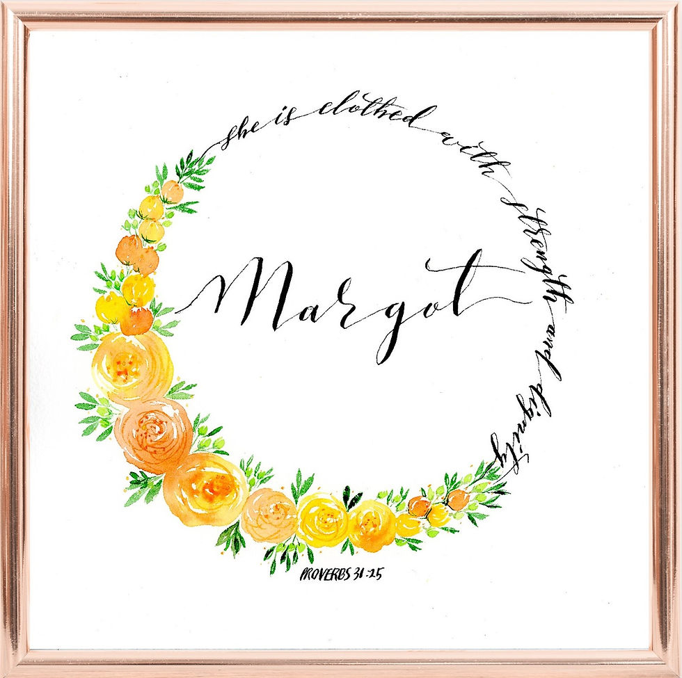 Thumbnail: 8x8 Personalized Watercolor floral Wreaths with Proverbs 31