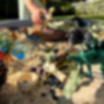 Children playing with dinosaurs