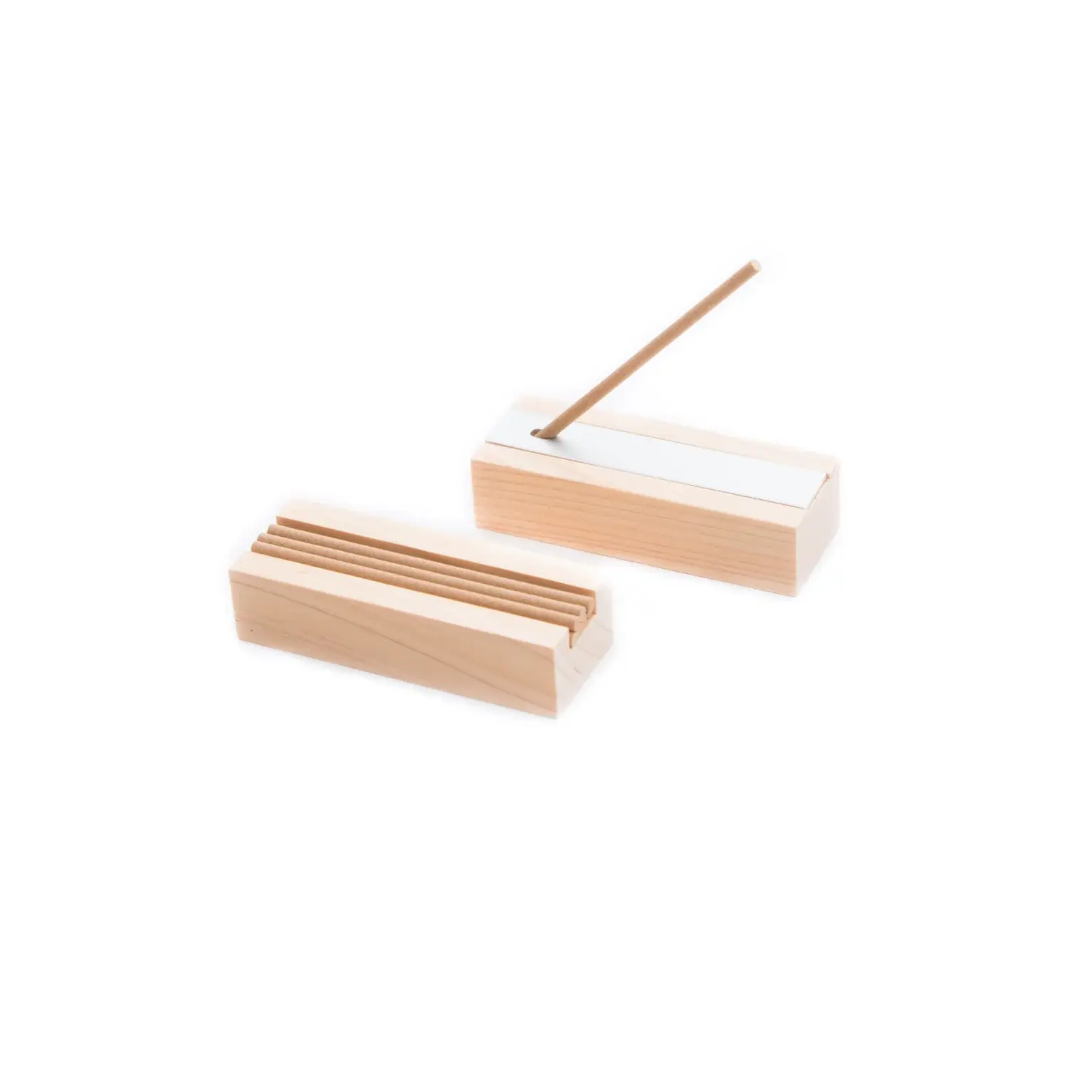 Tosaryu Hinoki incense set with eight natural Hinoki incense sticks and matching holder, made in Japan.