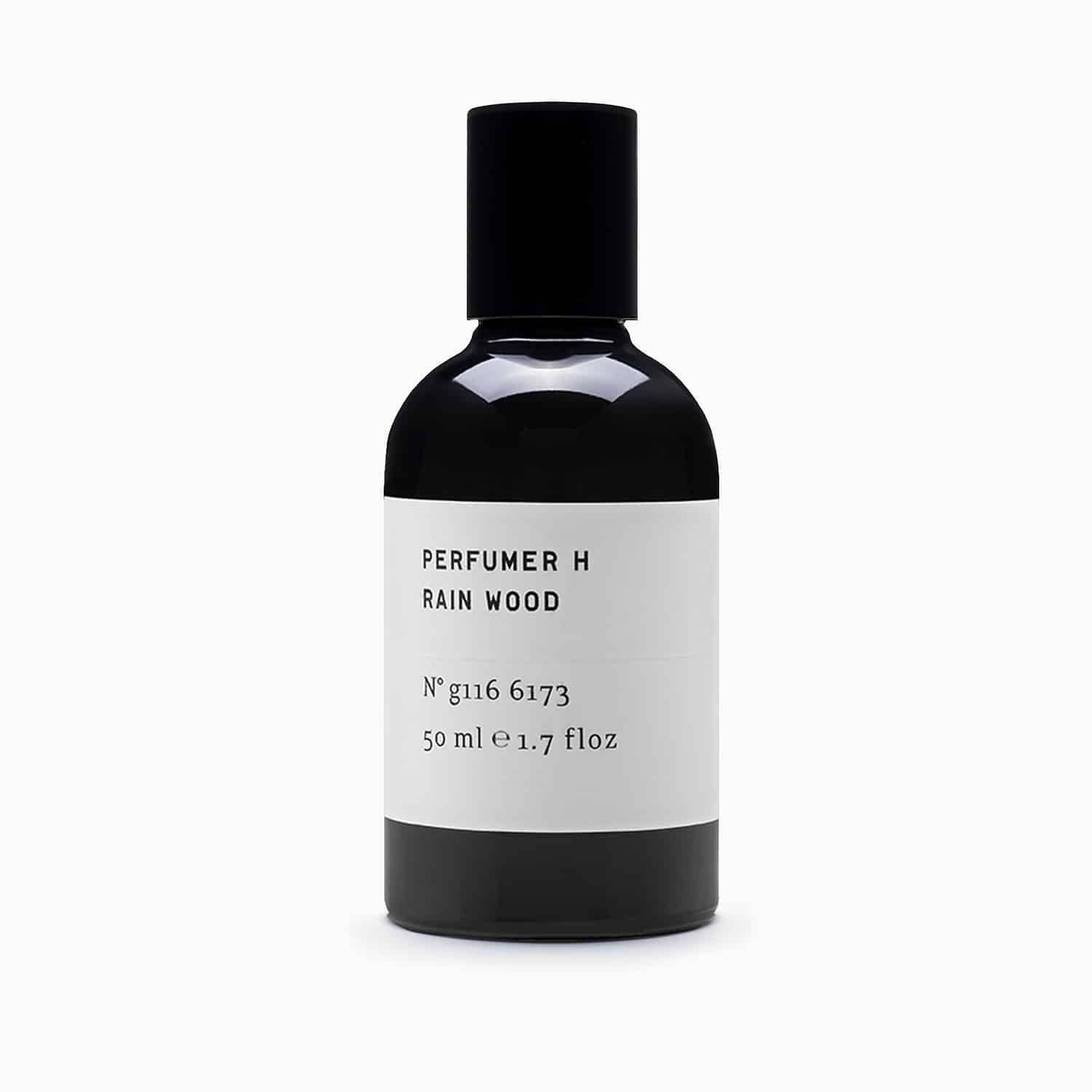 Rain Wood Eau de Parfum in its signature perfume bottle.