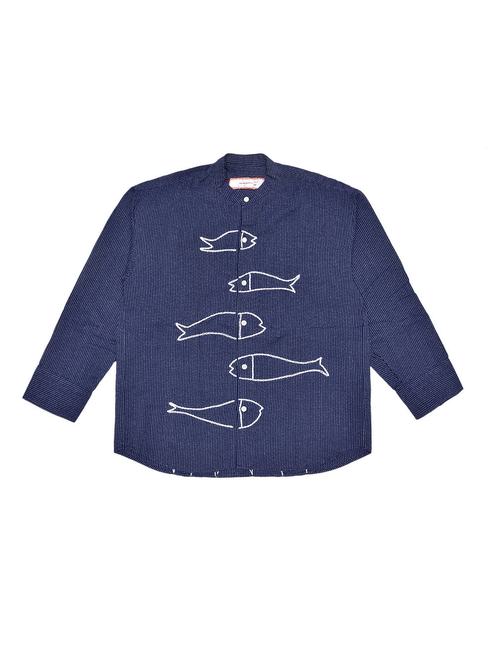 The Meen Shirt by Fenmy Taxena, a handcrafted shirt with hand embroidery in natural fabric for everyday wear