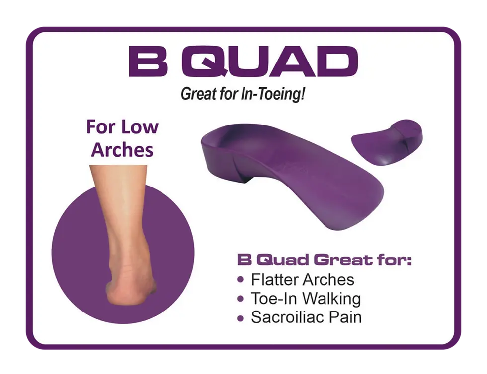 QUADRASTEP orthotic insole showing deep heel cup and arch support