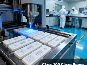 Next-generation point-of-care diagnostic devices featuring microfluidic technology, AI integration, and miniaturized components showing future innovation