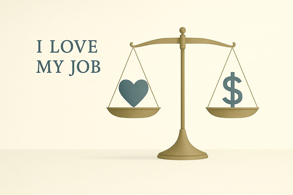 I love my Job - Herz und Dollar auf einer Waage