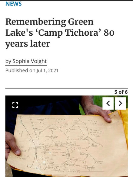 News article that reads "Remembering Green Lake's ‘Camp Tichora’ 80 years later"