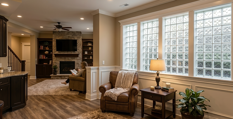 Glass block basement windows in a Frankfort, IL home