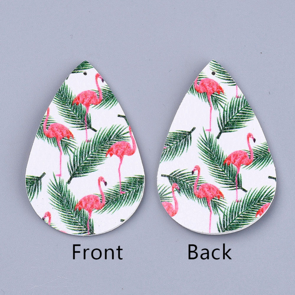 PU Flamingo Leather Pendants [56x37mm]