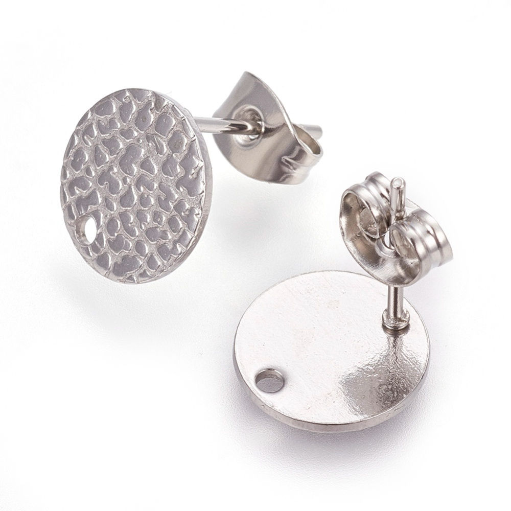 10mm Stainless Steel Colour Textured Round Studs