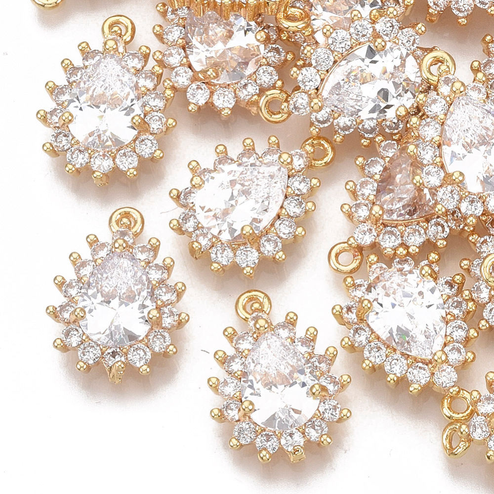 18K Gold Plated Brass Micro Pave Cubic Zirconia Pendants