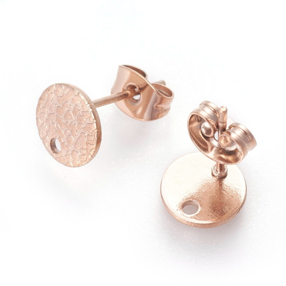 8mm Rose Gold Stainless Steel Round Studs