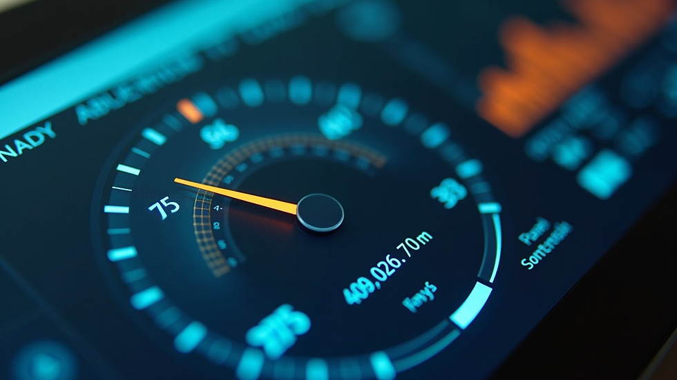 Close-up view of a digital dashboard showing key performance indicators