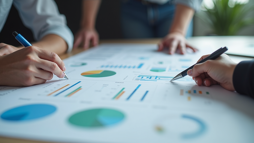 Close-up view of a project manager reviewing a detailed implementation plan