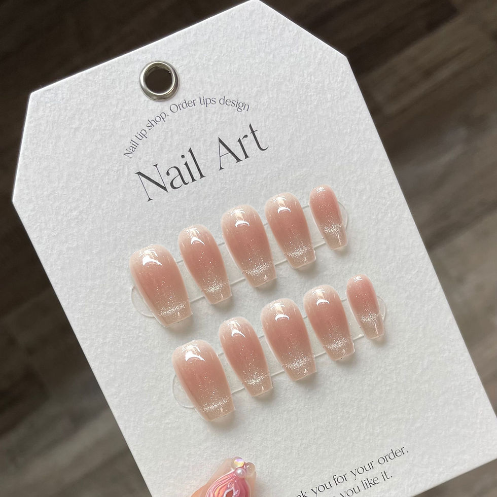 Thumbnail: Press On Nails With Design  Handmade Acrylic Full Cover Fake Nails Medium Length