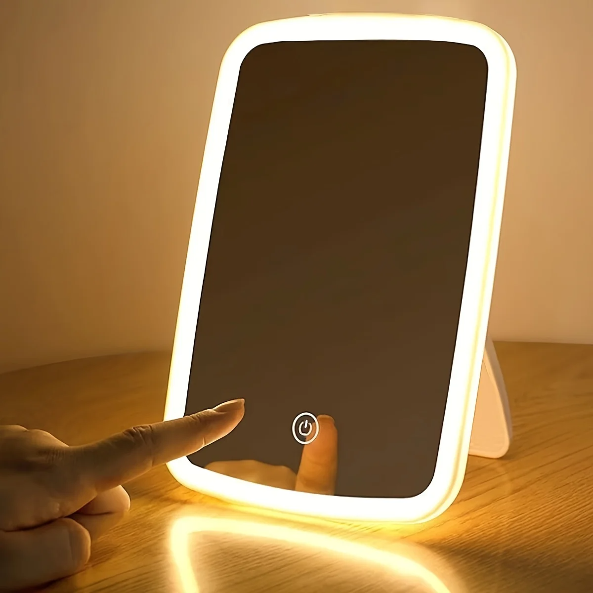 USB Charging LED Makeup Mirror with Touch Sensor 3 Color Lighting Adjustable Br