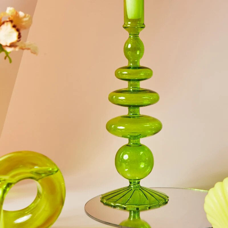 Thumbnail: Lazzy House Candle Holders Decoration Wedding Nordic Green Glass 