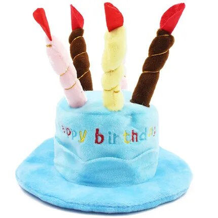 Thumbnail: Cute Pets Dog Cats Birthday Caps Adjustable Corduroy Colorful Candles 
