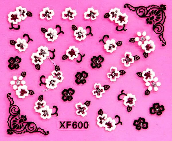 Thumbnail: Charm 3D flower design Water Transfer Nails Art Sticker decals lady 