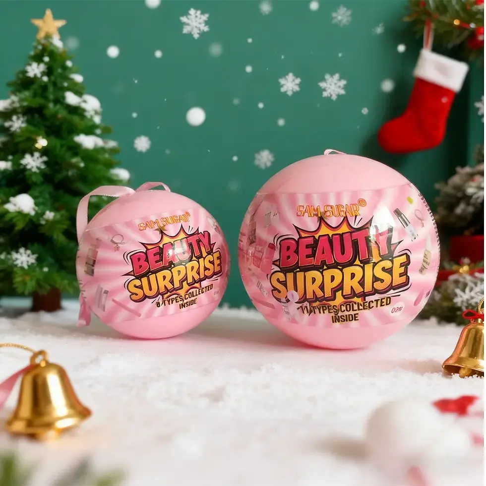 Thumbnail: 7PCS Christmas Mini Makeup Set - Lipstick Concealer Blush Puff 5-In-1 Palette Cr