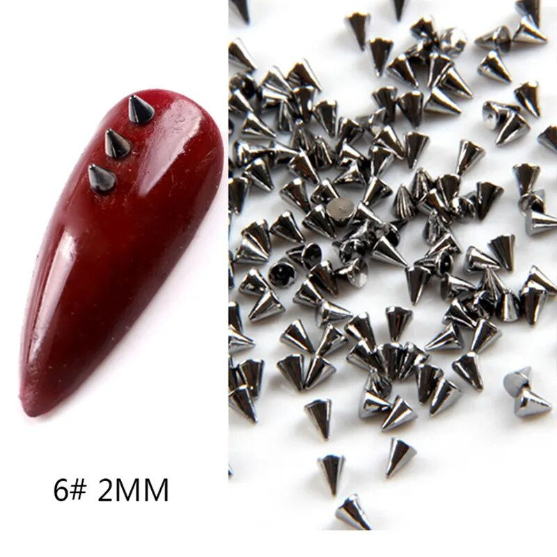 Thumbnail: TSZS 1/2/3mm Spikes On Nail Metal Studs Conical Shape Punk Style 