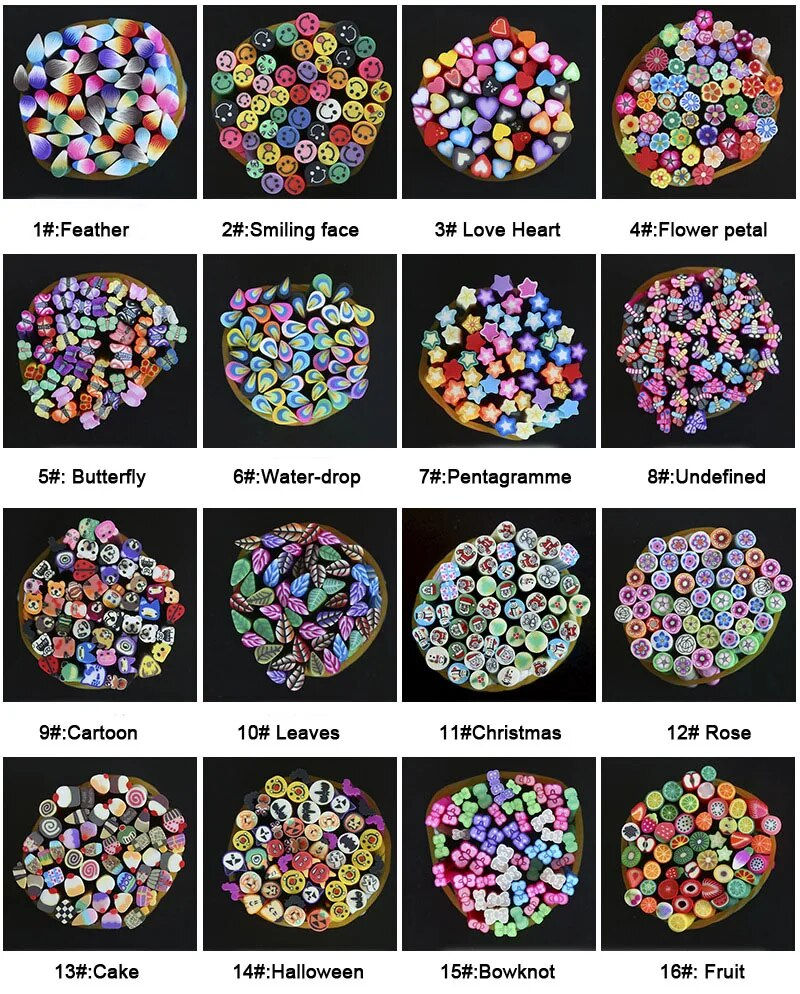 Thumbnail: 50pcs Popular Nail Art Tiny Soft pottery Slices Polymer Clay Nail Art 