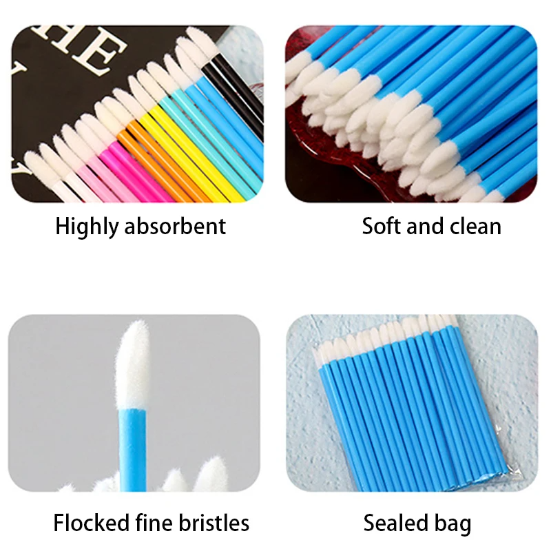 Thumbnail: 100PCS Disposable Lip Brushes Makeup Brush Eyelashes Extension Applicator Lipsti