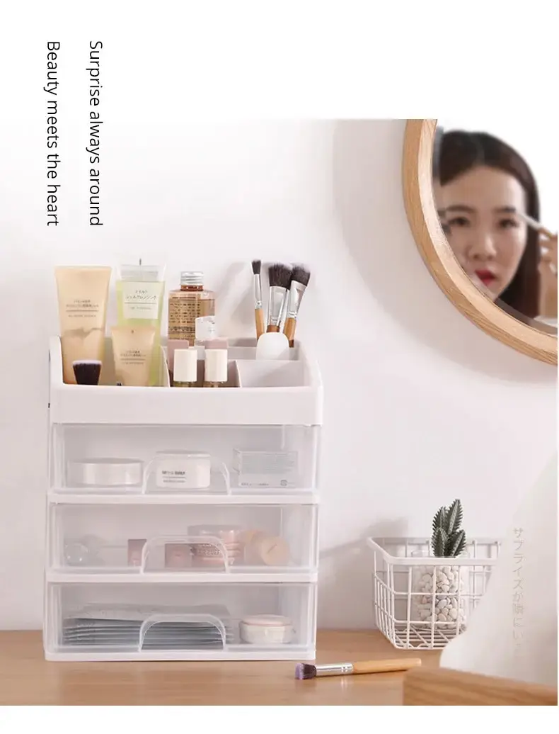 Thumbnail: Make Up Case Jewelry Container Box Makeup Organizer Drawers Plastic Cosmetic Sto
