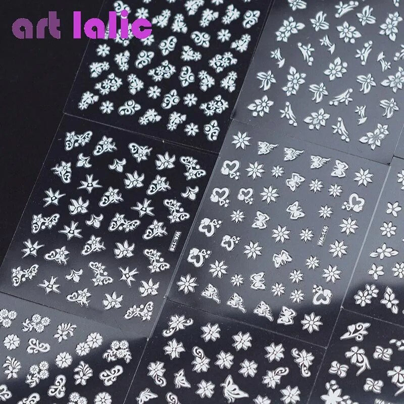 Thumbnail: 10 Pcs Sheets Nail Art Transfer Stickers 3D Design Manicure Tips Decal 