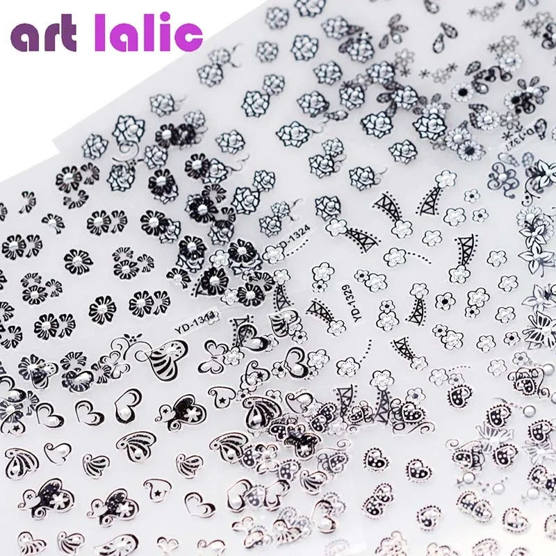 Thumbnail: 10 Pcs Sheets Nail Art Transfer Stickers 3D Design Manicure Tips Decal 