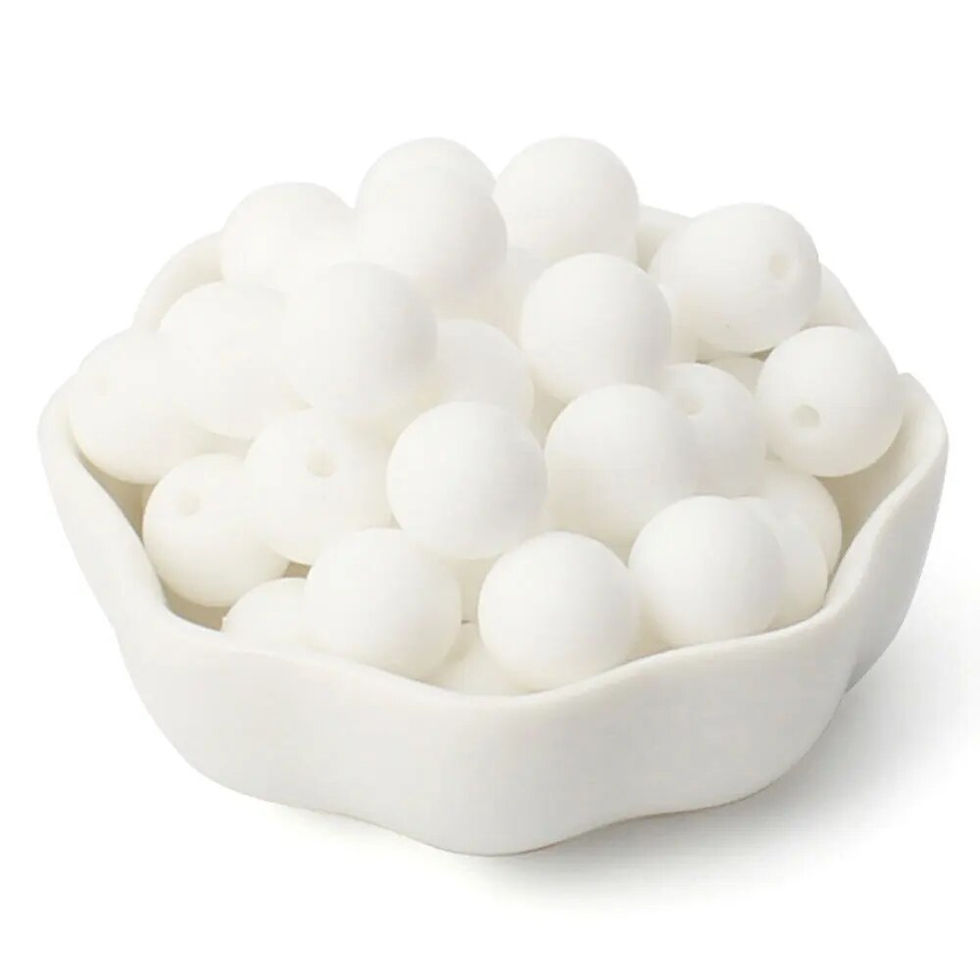 Thumbnail: 20pcs 9mm Silicone Round Beads Pearl Ball Food Grade DIY Pacifier Chain 