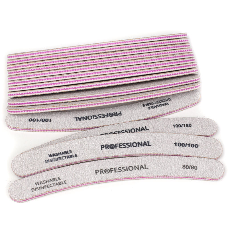 Thumbnail: 10Pcs Nail File 80/80 100/100 100/180 Curved Nail Buffer Double-Sided Emery Boar