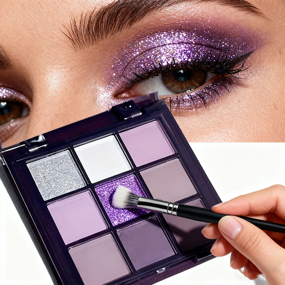 Thumbnail: Eyeshadow palette, nine shades of smoky, matte, pearlescent, fine dark purple gl