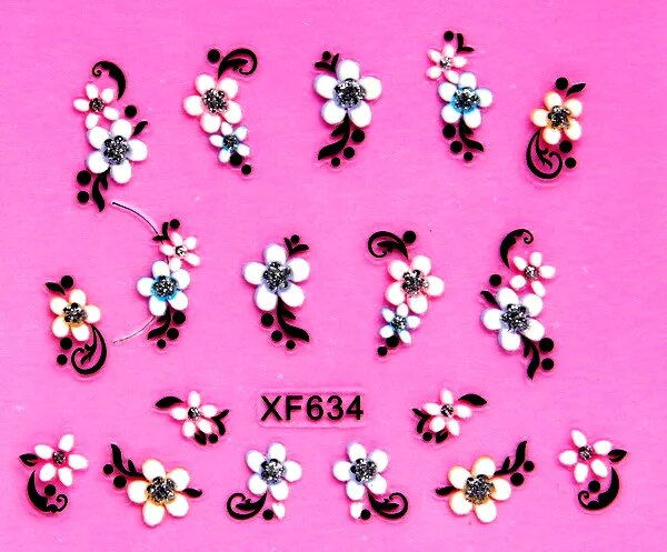 Thumbnail: Charm 3D flower design Water Transfer Nails Art Sticker decals lady 