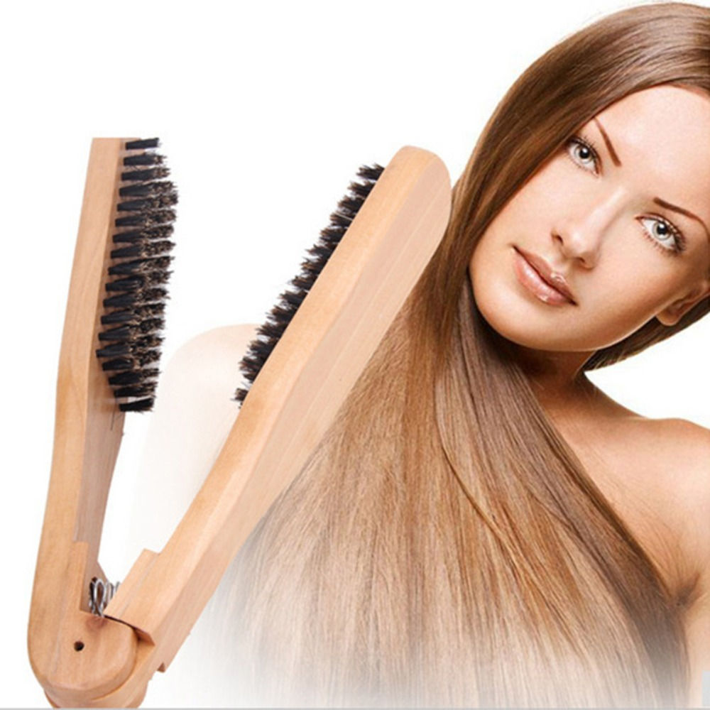 Hair Straightener Styling Comb Straightening Clamp Brush Mane Double Sided Haird
