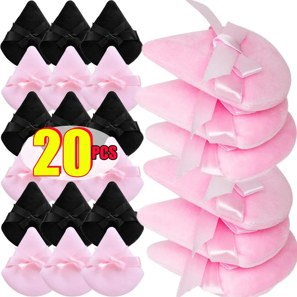 Ultra-Soft Face Powder Puff Short Fluff Bow Triangle Makeup Puffs Wet Dry Use fo