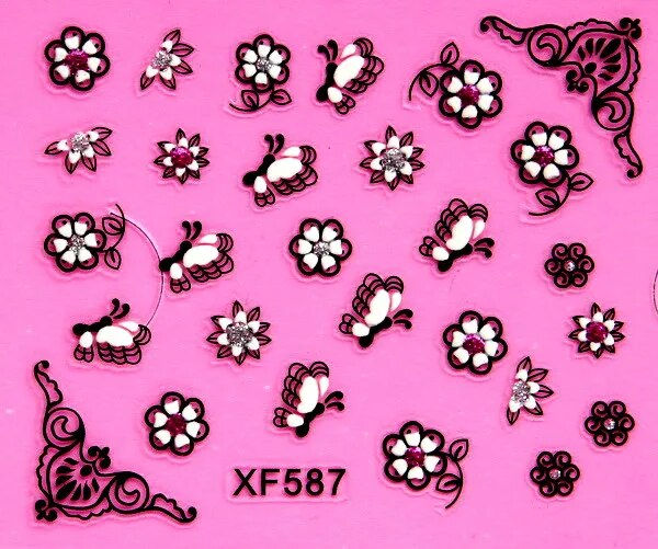 Thumbnail: Charm 3D flower design Water Transfer Nails Art Sticker decals lady 