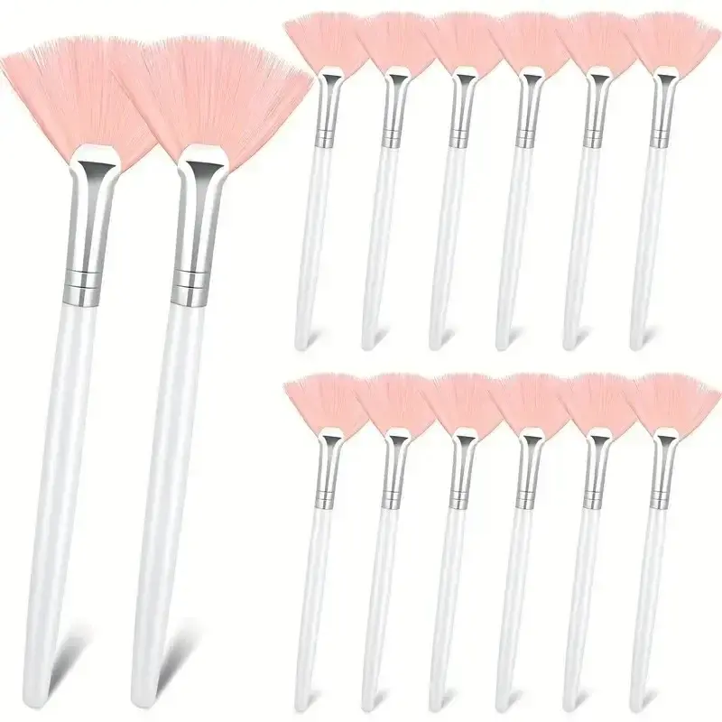 Thumbnail: 3/6/12pcs Practical Facial Brushes Fan Shape Brush Flat Head Face Mask Applicato