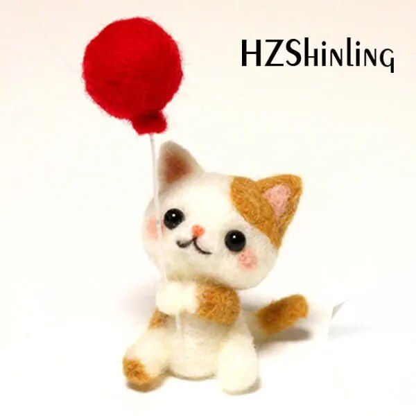 Thumbnail: Non Finished Felt Kit Lovely Kitty Cat Rabbit Pets Handmade Toy Doll Wool 