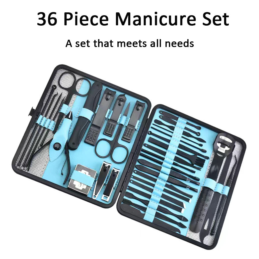 Thumbnail: 10/20/36 Pcs Manicure Set Professional Nail Clippers Kit Pedicure Care Tools Sta