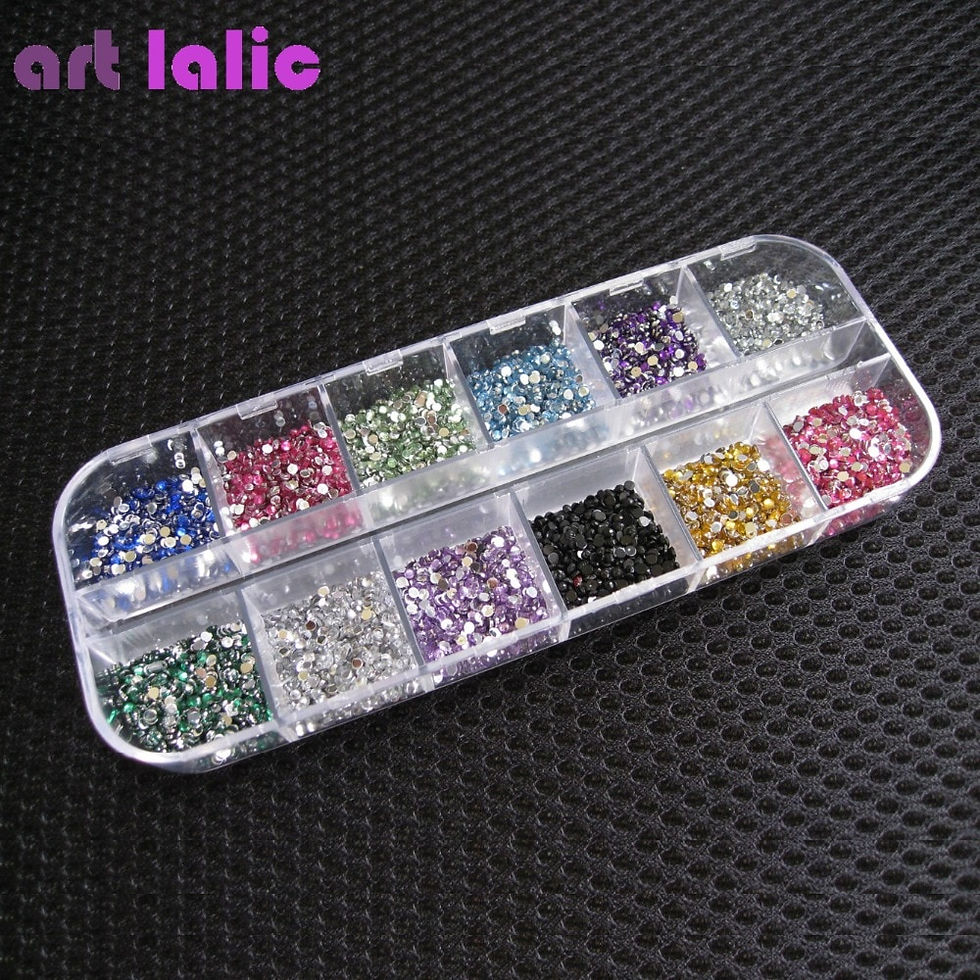 3000pcs 1.5mm Rhinestones Nail Decoration Round Colorful Glitters With