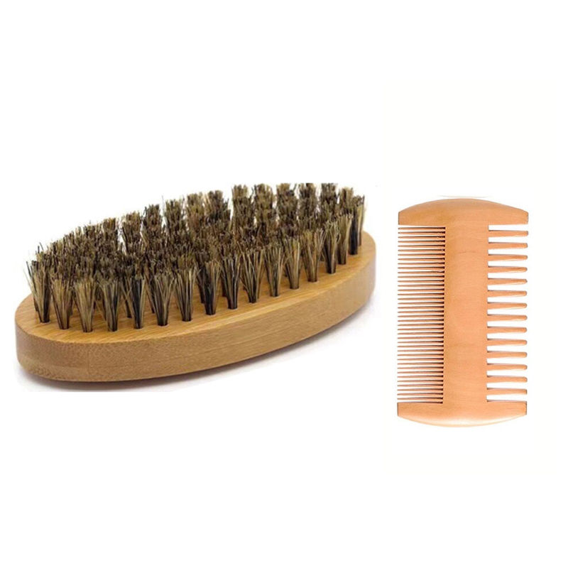Thumbnail: Men's Shaving Brush Set Boar Bristle Portable Barber Natural Beard Brush Comb Sc