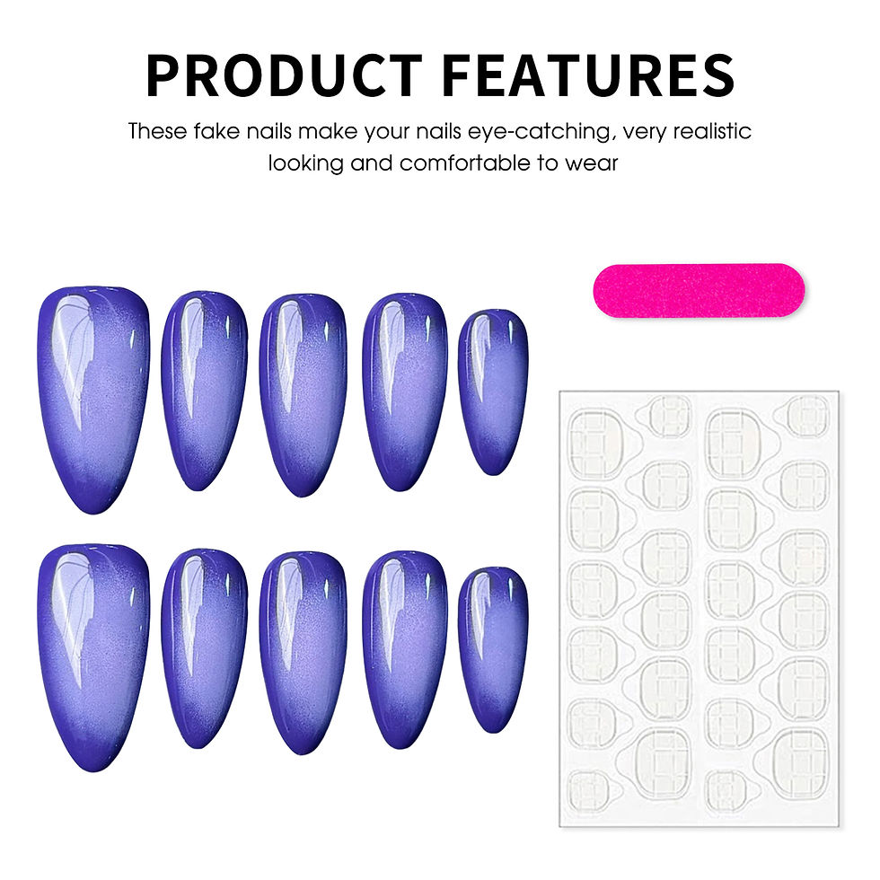 Thumbnail: Handmade Press On Nails Grape Purple Fake Nails Long Removable Almond White Blus