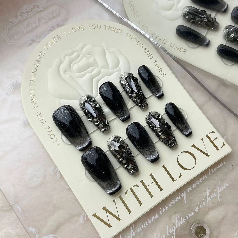 Thumbnail: Back False Nails Press On Nails With Rhinestones Artificial Nails 