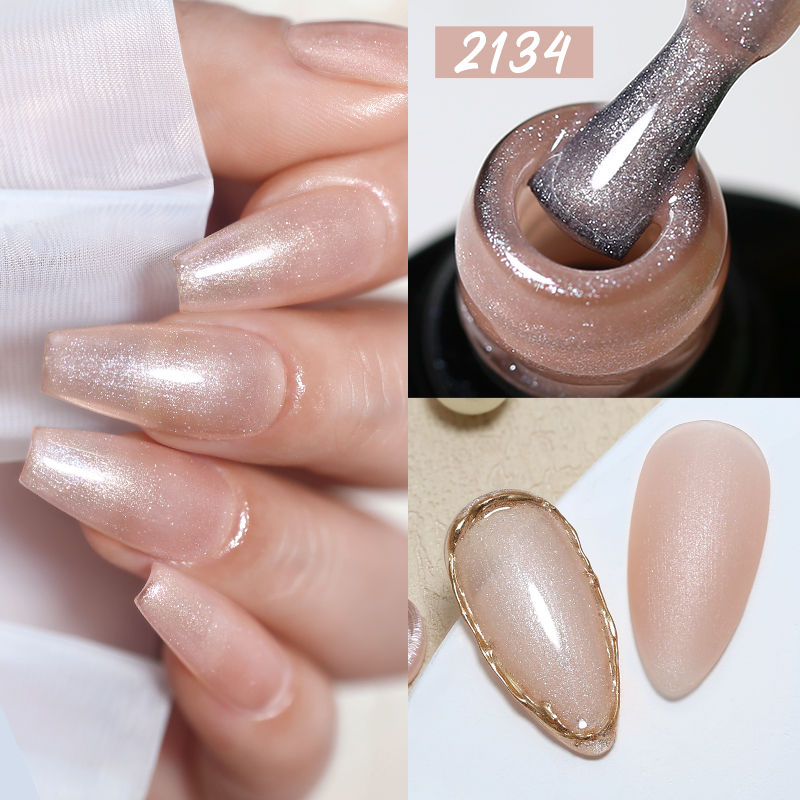 Thumbnail: NailCo 10ml Gold Pink Pearl Shell Base Gel Polish 10 Colors Auroras 3D Thread Sh