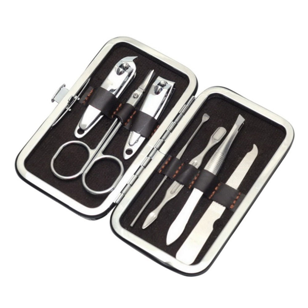 7pcs/lot Manicure Set Professional with Case Stainless Steel Nail Clipper Cutter