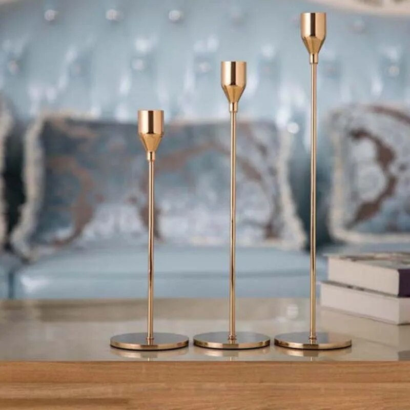 Thumbnail: ABSF 3Pcs/Set Metal Candle Holders Decorative Candlesticks Simple Wedding 