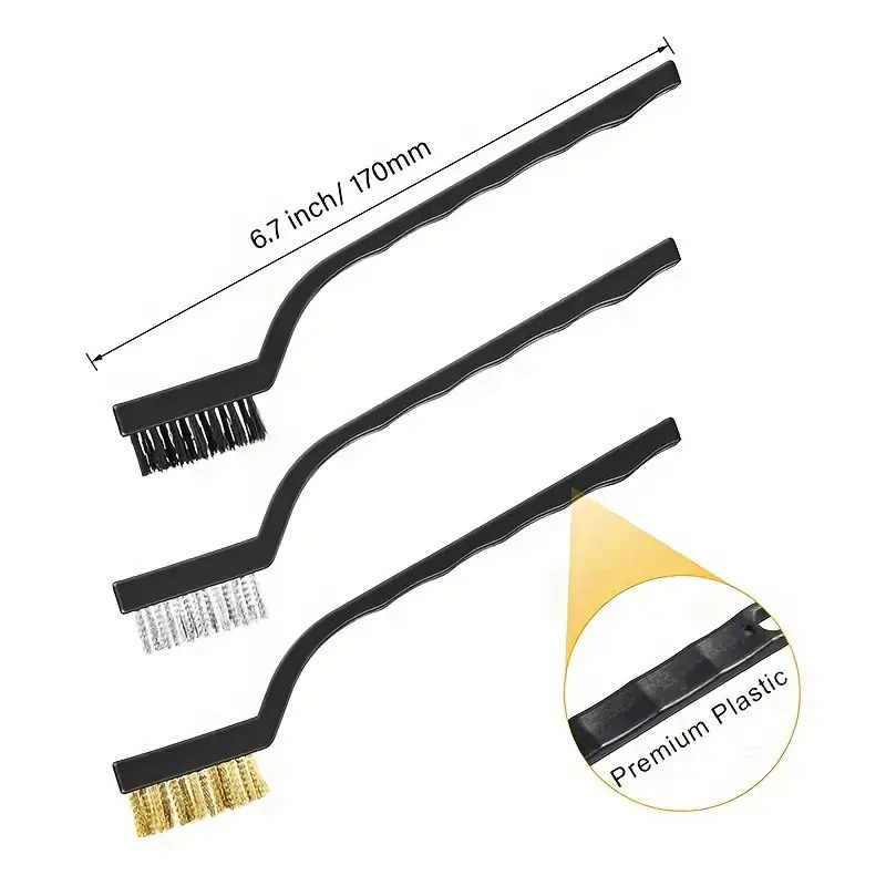 Thumbnail: 3/15pcs Professional Wire Brush Set - Perfect For Cleaning, Welding, Slag & Rust