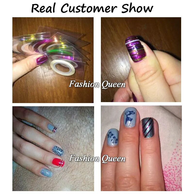 Thumbnail: 10pcs Nail Striping Tape Metallic Yarn Line 3d Nail Art Tool Color Rolls Nail 