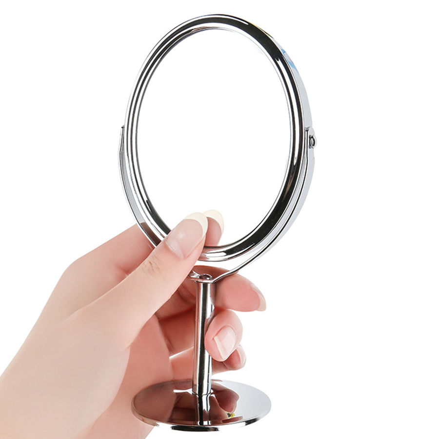 Thumbnail: Makeup Mirror Portable Makeup Mirror Double sided Metal 3-inch 4-inch Round/Oval
