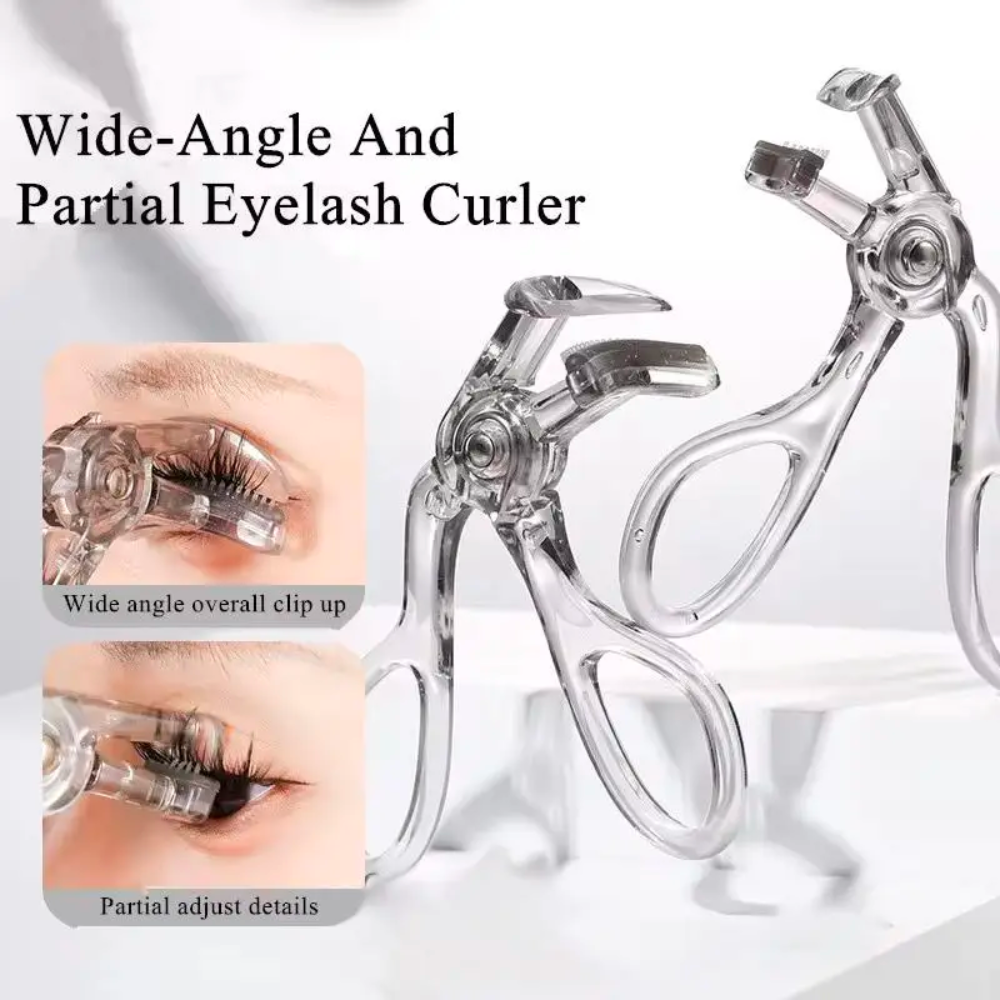 Dual-Type Eyelash Curler with Comb – Wide & Partial Clip Options, Waterproof,